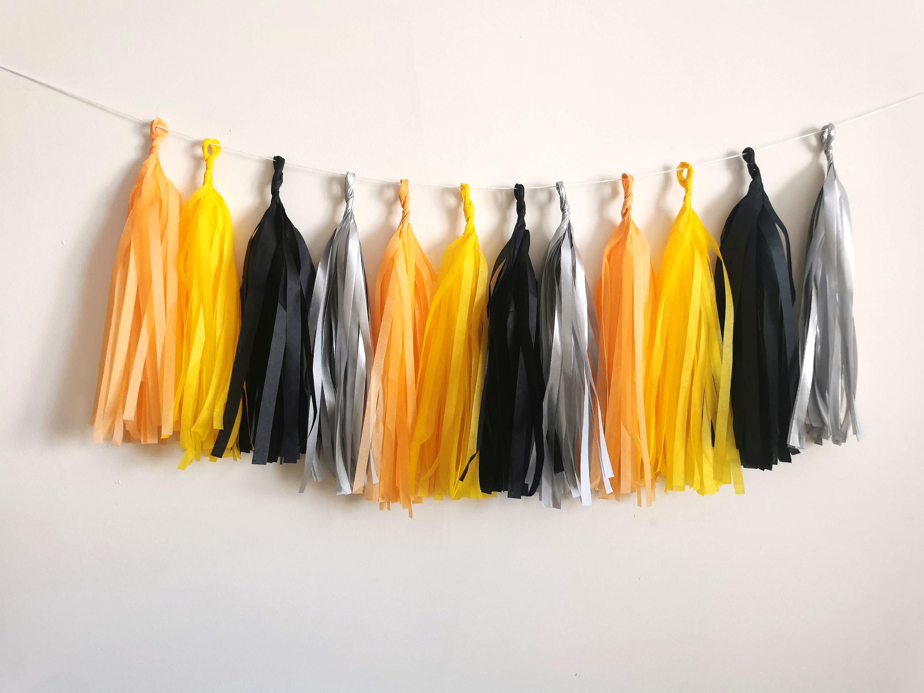 Custom Construction Themed Paper Tassel Garland Orange Yellow Black Grey Tassels Construction Birthday Party Supplies Paper Tassels Etsy Ireland
