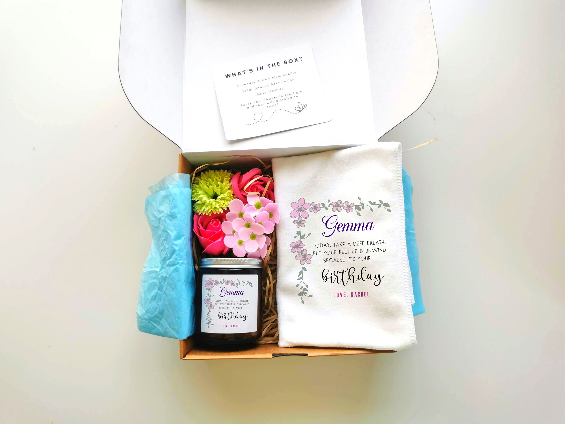Caja de regalo de cumpleaños personalizada / flores de jabón  personalizadas, vela perfumada y caja de regalo de toalla / regalos de  cumpleaños personalizados / caja de regalo para ella -  México