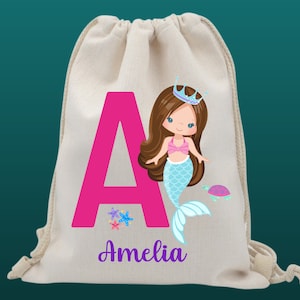 Personalised Mermaid Drawstring Gym Bag | Drawstring Bag | PE Bag | Sports Bag Kit | School/Nursery Bag | Superhero Kit Bag | Girls&#39; Bags