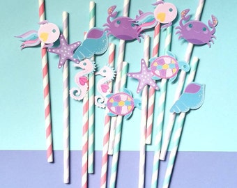 Custom Under the Sea/Mermaid Paper Straws | Custom Under the Sea Straws | Mermaid Straws | Mermaid Party Supplies | Under the Sea Straws