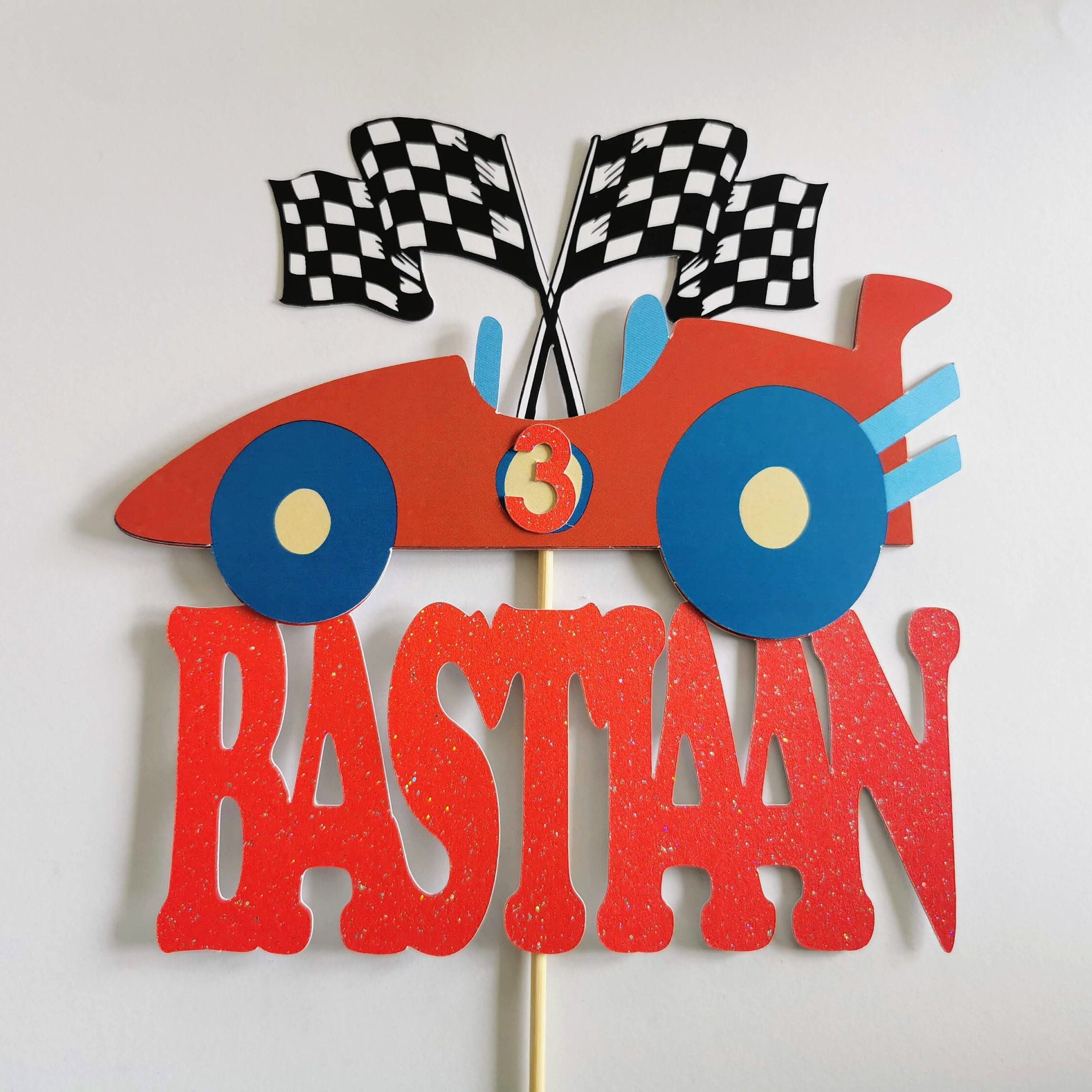 Personalised Race Car Cake Topper ANY AGE & NAME Custom Race Etsy UK