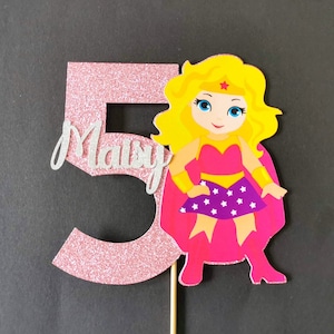Personalised Superhero Girl Cake topper ANY AGE NAME | Personalised Superhero Cake topper | Superhero Cake topper | Superhero Party Supplies
