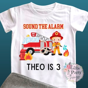 Personalised Firefighter T-shirt ANY AGE NAME | Personalised Firefighter Birthday Outfit | Firefighter T-shirt | Firefighter Party Supplies