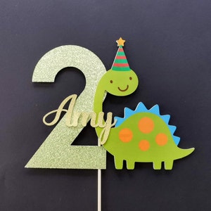 Personalised Party Dinosaur Cake topper ANY AGE NAME | Personalised Cute T-Rex Cake topper | Dinosaur Cake topper | Dinosaur Party Supply