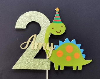 Personalised Party Dinosaur Cake topper ANY AGE NAME | Personalised Cute T-Rex Cake topper | Dinosaur Cake topper | Dinosaur Party Supply