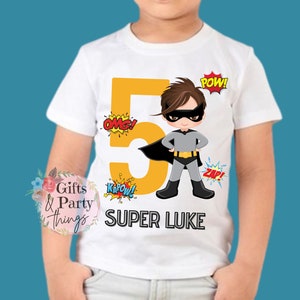 Personalised Superhero Boy T-shirt ANY AGE NAME | Personalised Superhero Birthday Outfit | Superhero T-shirt | Superhero Party Supplies