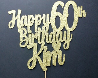 Personalized Glitter Birthday Cake Topper, Any Age
