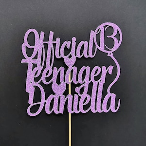 Personalisierte offizielle Teenager Geburtstagstorte Topper | 13. Geburtstag Cake Topper | Teenager Cake Topper | Personalisierte 13.Cake Topper