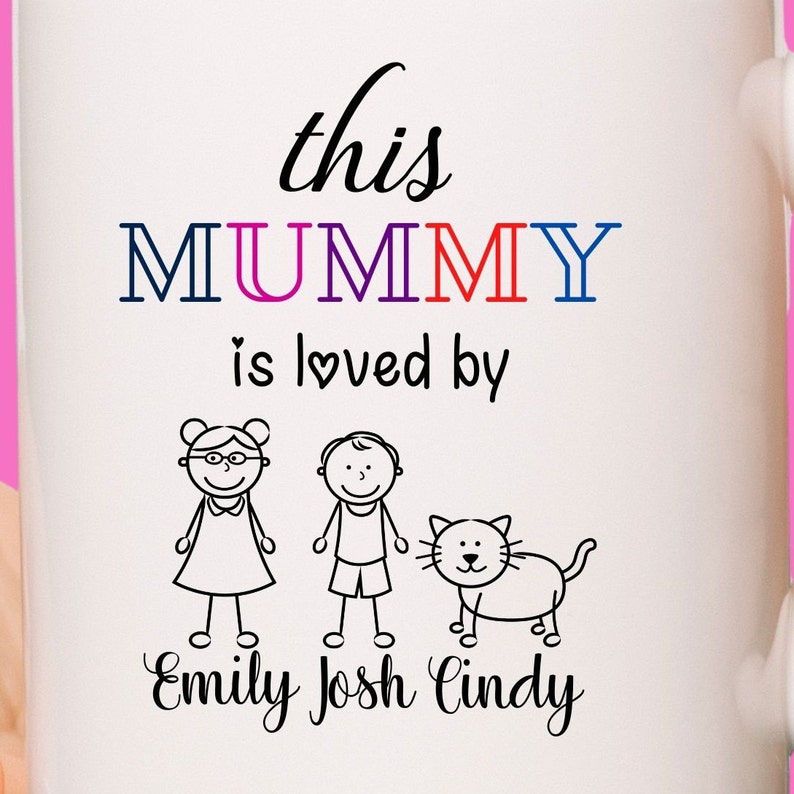 "Personalisierte Kaffeetasse ""Diese Mumie wird geliebt"", personalisiertes Geschenk für Mama." Bild 2