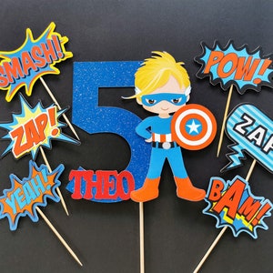 Personalised Superhero Boy Cake topper ANY AGE NAME | Personalised Superhero Cake topper | Superhero Cake topper | Superhero Party Supplies