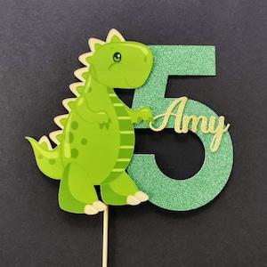 Personalised Dinosaur Cake topper ANY AGE NAME | Personalised Cute T-Rex Cake topper | Dinosaur Cake topper | T-Rex Dinosaur Party Supplies