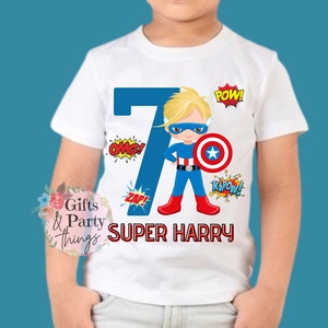 Personalised Superhero Boy T-shirt ANY AGE NAME | Personalised Superhero Birthday Outfit | Superhero T-shirt | Superhero Party Supplies
