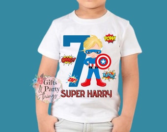 Personalised Superhero Boy T-shirt ANY AGE NAME | Personalised Superhero Birthday Outfit | Superhero T-shirt | Superhero Party Supplies