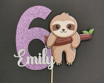 Personalised Cute Sloth Cake topper ANY AGE NAME | Personalised Sloth party topper | Sloth Cake topper | Cute Sloth Birthday Party Supplies
