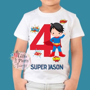 Personalised Superhero Boy T-shirt ANY AGE NAME | Personalised Superhero Birthday Outfit | Superhero T-shirt | Superhero Party Supplies