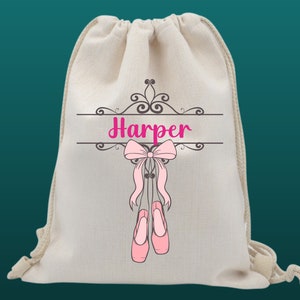 Personalised Ballerina Drawstring Gym Bag | Drawstring Bag | PE Bag | Sports Bag Kit | School/Nursery Bag | Ballerina Kit Bag | Girls&#39; Bags