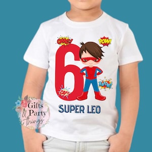 Personalised Superhero Boy T-shirt ANY AGE NAME | Personalised Superhero Birthday Outfit | Superhero T-shirt | Superhero Party Supplies