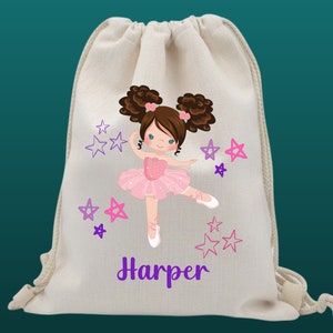 Personalised Ballerina Drawstring Gym Bag | Drawstring Bag | PE Bag | Sports Bag Kit | School/Nursery Bag | Ballerina Kit Bag | Girls&#39; Bags