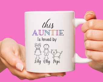 Personalisierte Tante Becher, benutzerdefinierte Namen, Tante Geburtstagsgeschenk