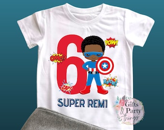 Personalised Superhero Boy T-shirt ANY AGE NAME | Personalised Superhero Birthday Outfit | Superhero T-shirt | Superhero Party Supplies