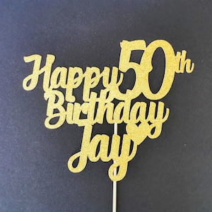 Personalised Happy Birthday Cake topper ANY AGE NAME 1st 5th 10th 16th 18th 21st 30th 40th 50th 60th 70th Birthday cake topper Many Colours