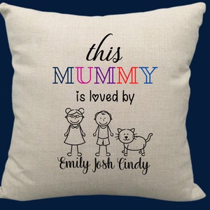 Personalised This Mummy is loved Cushion, Mum Gift Cushion Pillow, Mum Birthday Gift, Custom Gifts for Mum, Mothers Day Gifts, Mum Gift idea