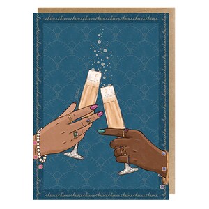 de voeux Champagne Cheers, Bleu marine | Carte de félicitations, Carte de mariage | Carte de voeux faite main avec enveloppe