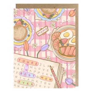 Brunch pour maman carte de voeux pour la fête des mères ou un anniversaire | Carte de voeux faite main avec enveloppe