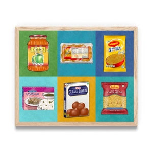 Desi Icons Art Print 8&quot;x10&quot; | South Asian Snacks, Home Decor, Kitchen Decor, Asian Snacks, Interior Design, Illustration Art Print