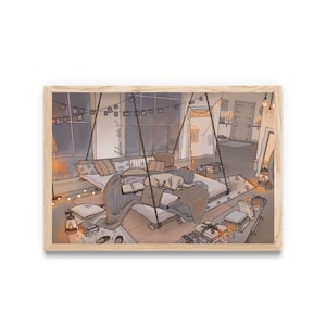 Illustration Hygge 10 x 15 cm | Carte postale, Impression d'art, Décoration murale, Carte postale artistique, Décoration d'intérieur, Design d'intérieur, Illustration Impression d'art