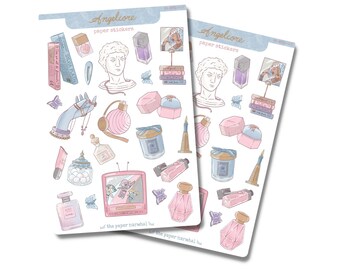 Angelcore Aesthetic Sticker Shee | Stickers for Planner, Journal, Scrapbook, Bullet Journal, Calendar — Handmade Paper Sticker Sheet