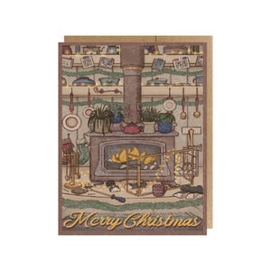 Cosy Christmas Fire Holiday Greeting Card | Christmas Card, Holiday Cards | Handmade Greeting Card with Envelope