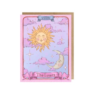 Sun & Moon Celestial Lovers Tarot Card | Heartfelt, Romantic Anniversary Card for Couples — Handmade Greeting Card