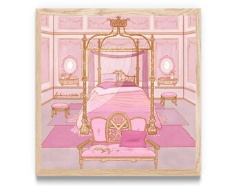 Bubblegum Princess Bedroom Illustration Print 6"x6" | Postcard, Art Print, Children's Illustration, Wall Decor, Art Postcard, Interior Decor