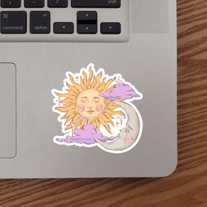 Sun & Moon Celestial Lovers Vinyl Sticker | Great for kindles, laptops, waterbottles, phones — Waterproof + Dishwasher Safe Sticker
