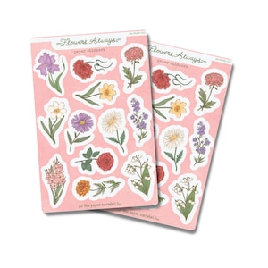 Monthly Flowers Sticker Sheet | Planner, Bullet Journal Stickers, Scrapbook Stickers, Calendar Stickers — Handmade Paper Sticker Sheet