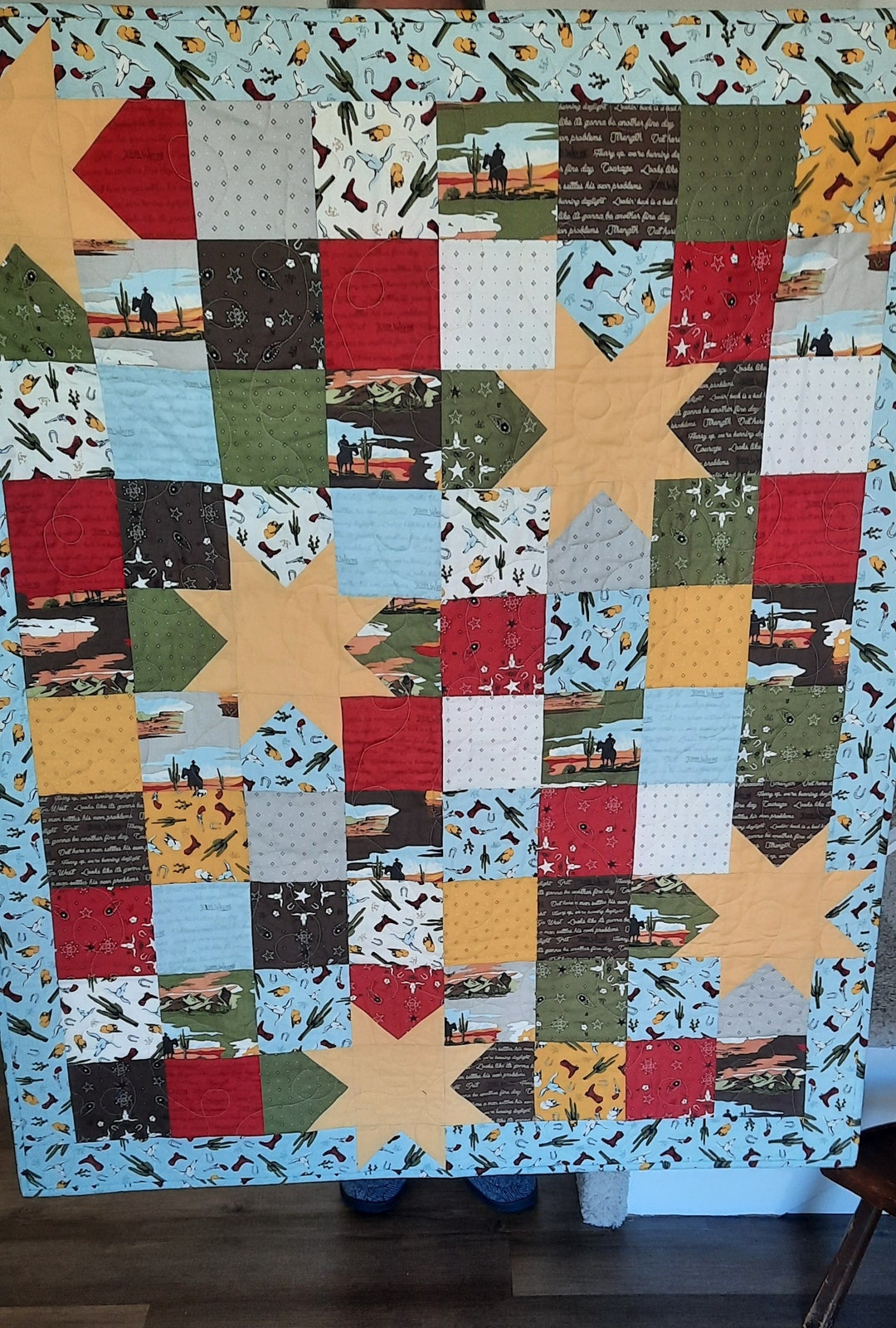 Western Stars Quilt Using John Wayne Fabrics Etsy