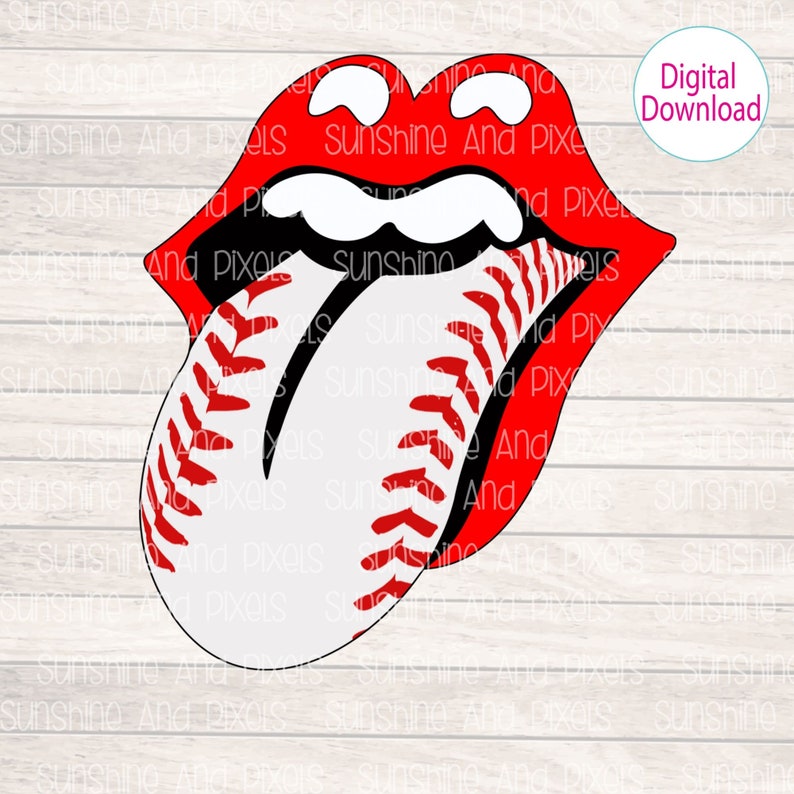 Digital Download Baseball Lips with Red Lipstick sublimation Etsy