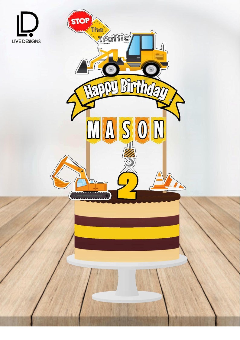 Construction Cake Topper Construction Topper Construction Etsy