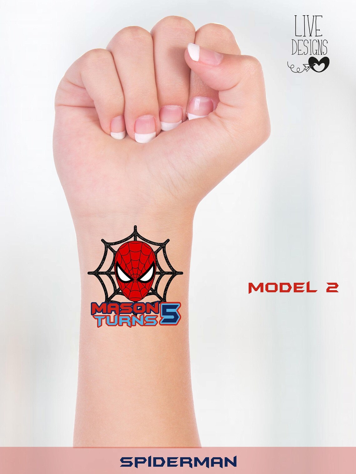 Spiderman tattoo custom temporary tattoo spiderman birthday Etsy
