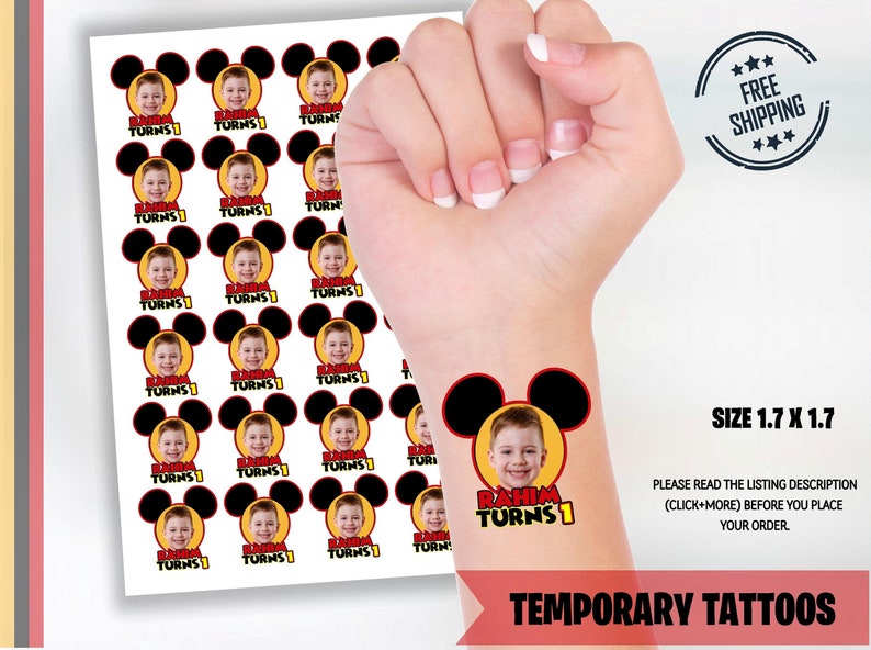 Mickey Mouse Temporary Tattoo Mickey Mouse Tattoo Mickey Etsy