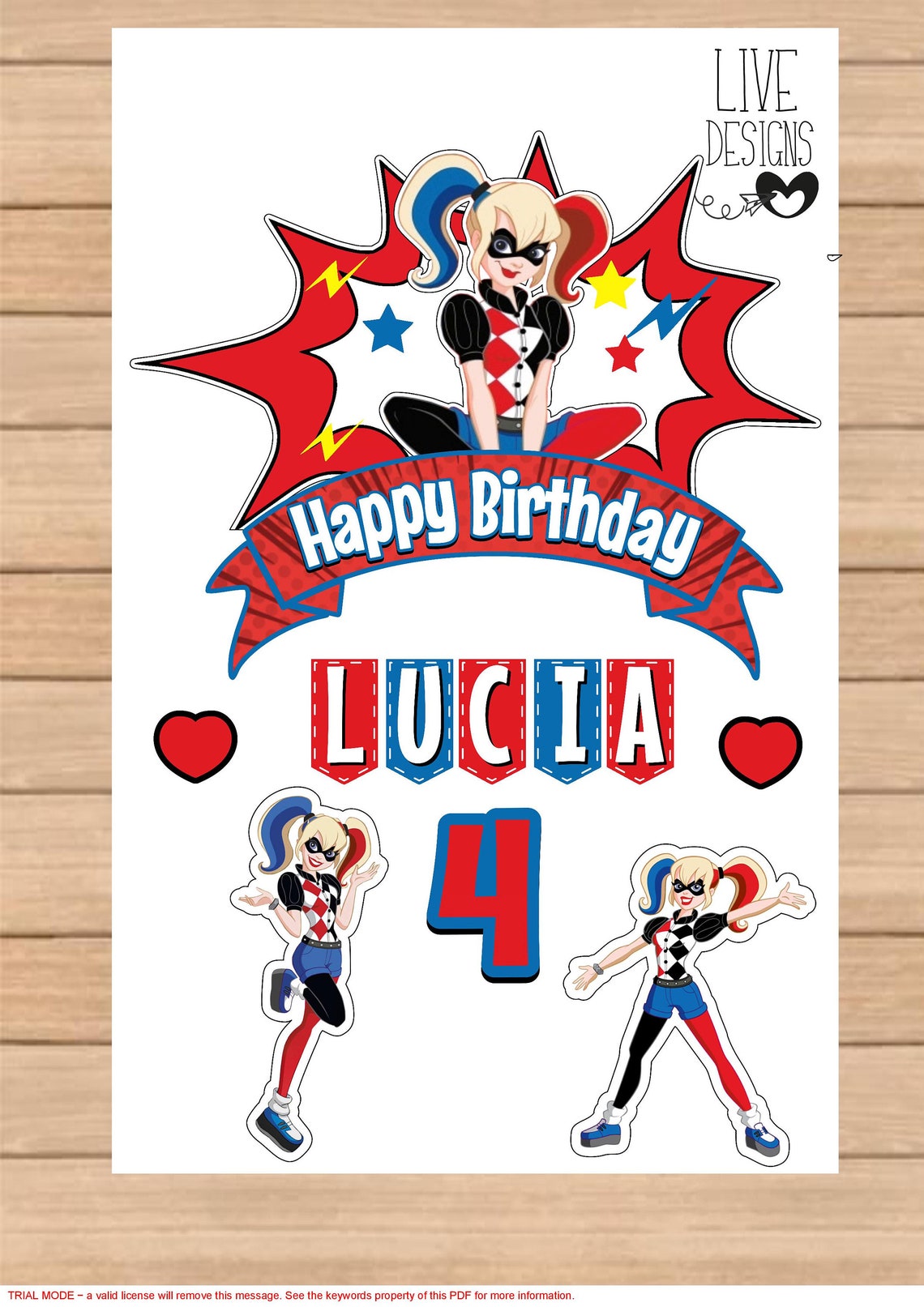 Harley Quinn harley quinn cake topper harley quinn birthday Etsy