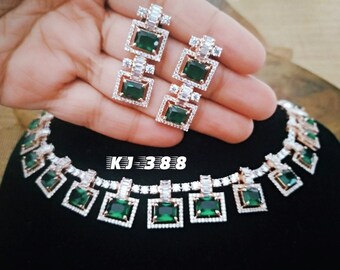 Yoursfs Teardrop Crystal Jewelry Set For Women 18K White GP Green Crystal & Drop 