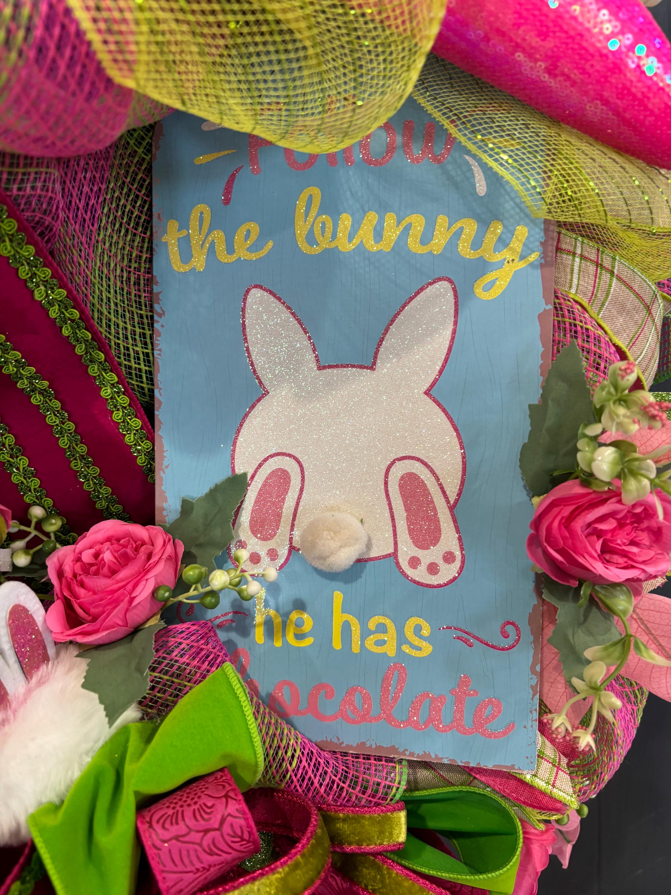Easter Rabbit Wreath Easter Bunny Wreath, Spring Door Decor - Etsy