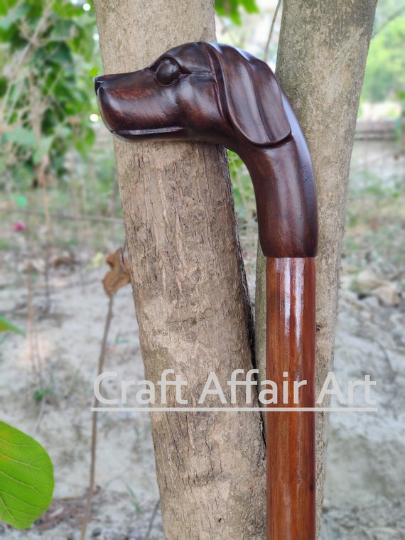 Walking Stick Cane Dog Head Palm Grip Ergonomic Handle Animal Etsy