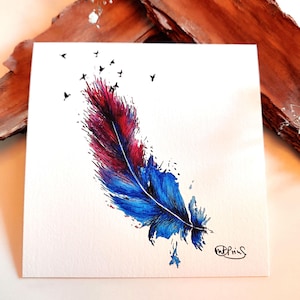 FEDER Aquarell Bild | KUNSTDRUCK von Krafttieren und Naturmotiven als Wanddeko
