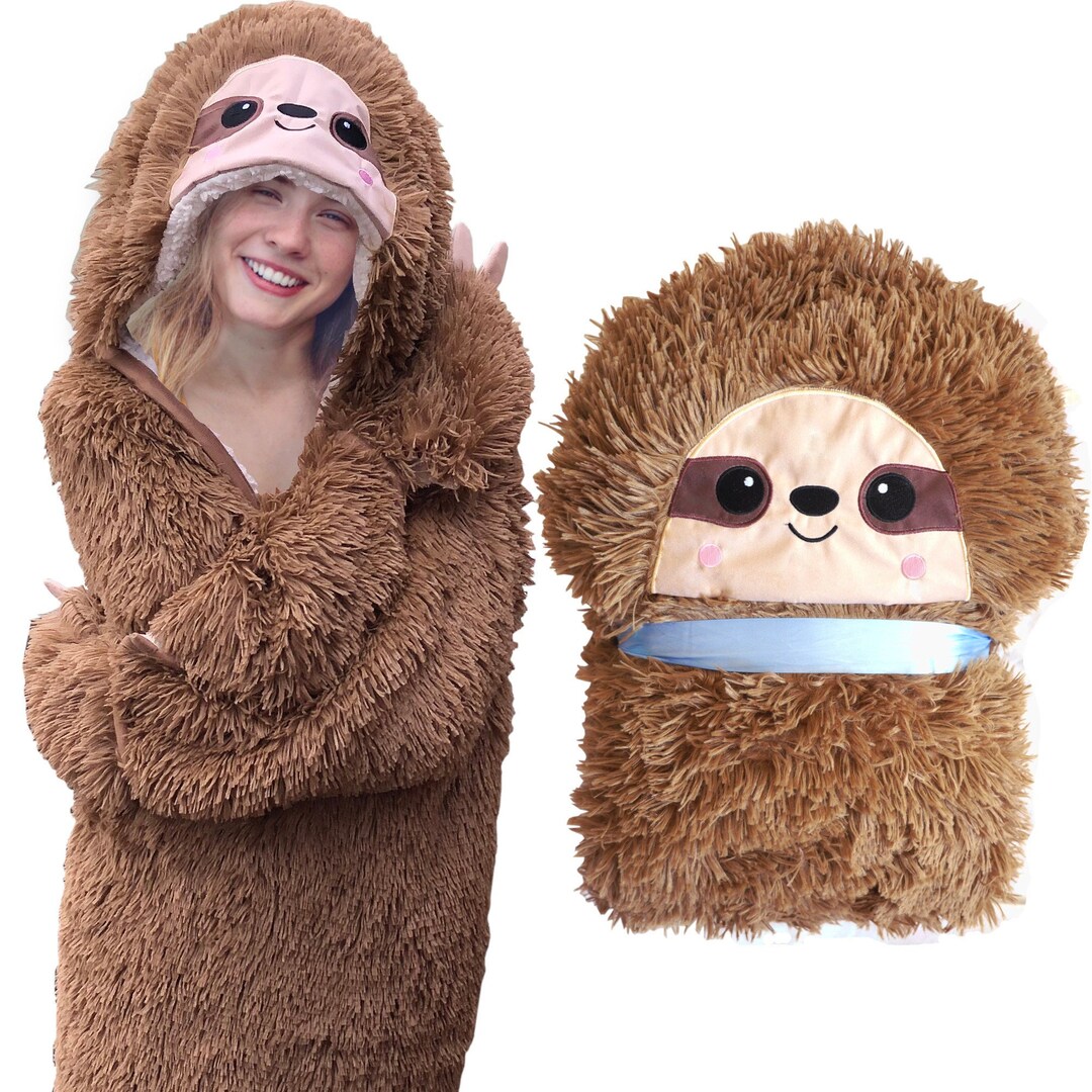 Sloth Blanket for Adults Sloth Hooded Blanket Sherpa Fleece Wearable
