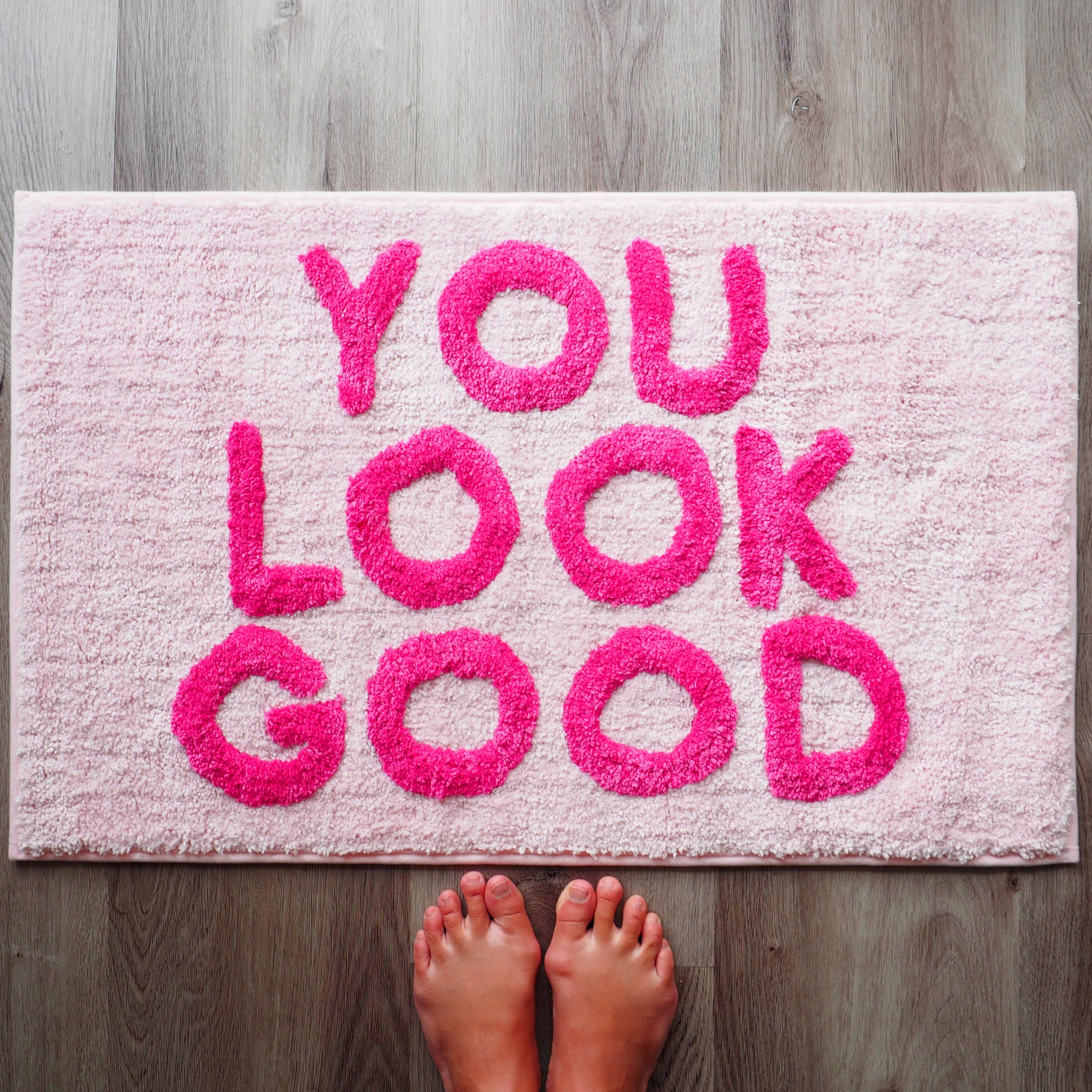 You Look Good Bath Mat Light Pink Blush Hot Pink Cute Bathroom Etsy