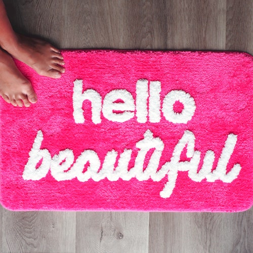You Look Good Bath Mat Light Pink Blush Hot Pink Cute Bathroom Etsy