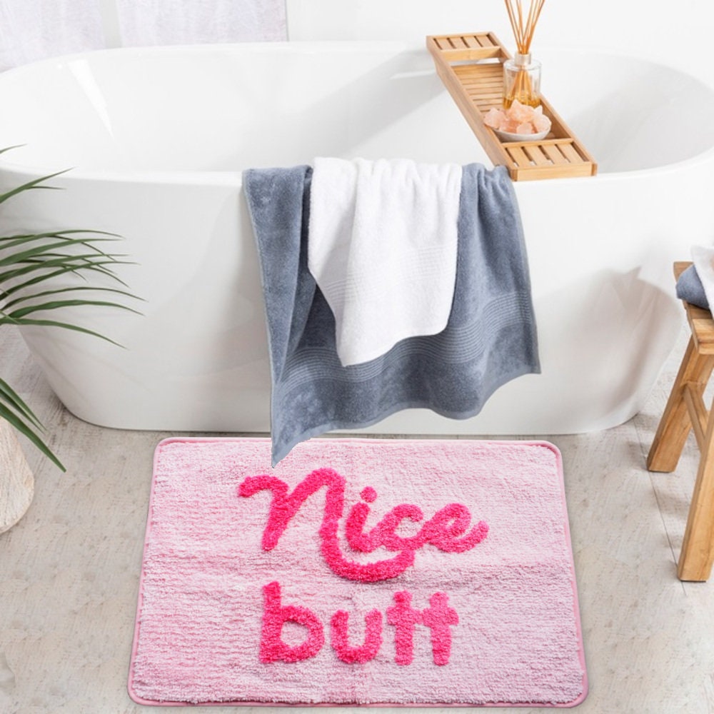 Nice Butt Bum Bath Mat Pink Funny Cute Bathroom Rugs Peach Etsy